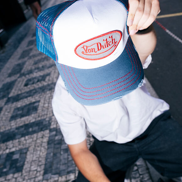 Kšiltovka Von Dutch - Trucker - Distressed White/Blue