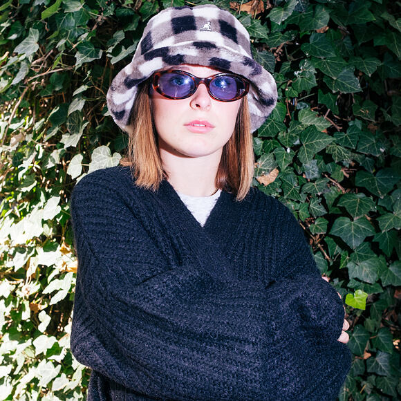 Klobouk Kangol - Faux Fur Bucket - Black Check
