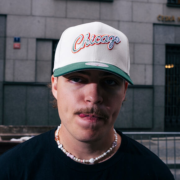 Kšiltovka Mitchell & Ness - Green Orange Pro Crown - Chicago Bulls - Sand/Green