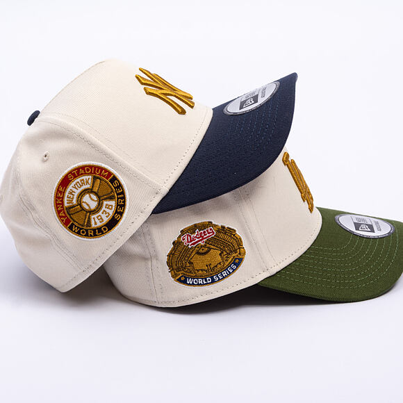 Kšiltovka New Era - MLB WS Patch 9FORTY A-Frame - LA Dodgers - Cream / Rifle Green