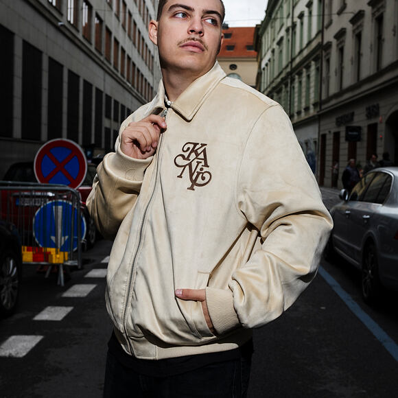 Bunda Karl Kani - Legacy Faux Suede Bowling Jacket - Beige