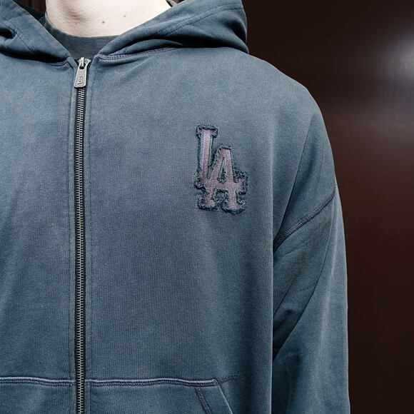 Mikina New Era - MLB Washed Full Zip Hoody - LA Dodgers - Dark Grey