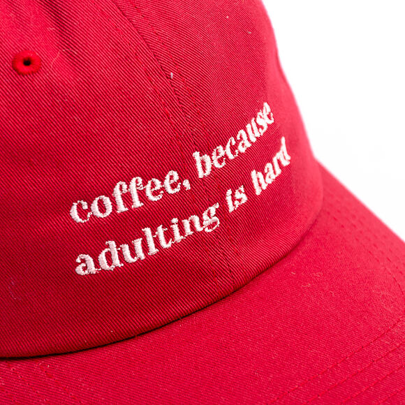 Kšiltovka 8by8 - Dadcap - "coffee, because adulting is hard" - Cranberry