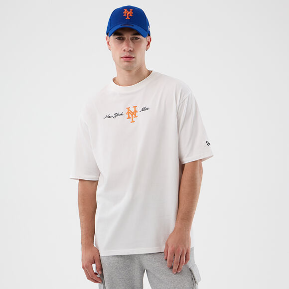 Triko New Era - MLB Script Oversized Tee - NY Mets - White