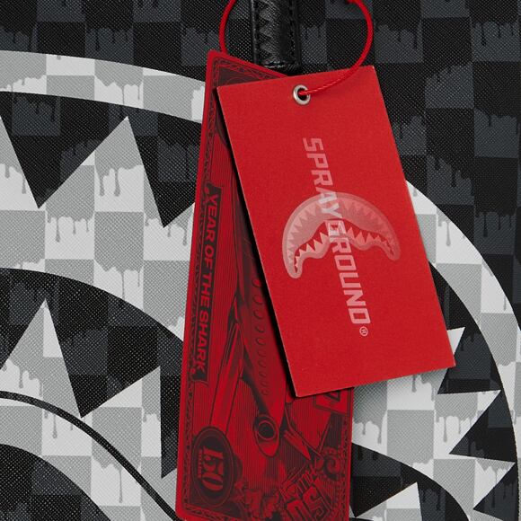 Taška Sprayground - Black And White Drip Check Shark Tote