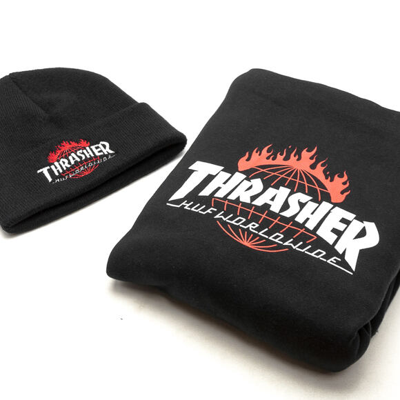 Mikina S Kapucí HUF Thrasher Tour De Stoops Black