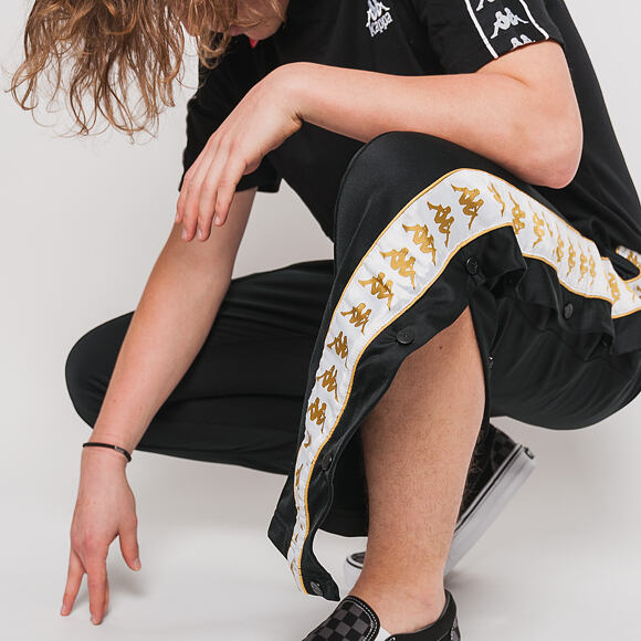 Tepláky Kappa Banda Astoria Snaps Slim Black/White/Gold