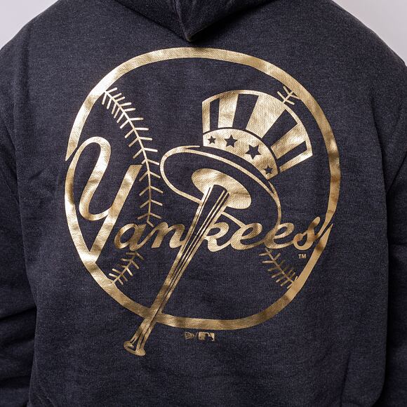 Mikina New Era MLB Foil Back Print Hoody New York Yankees Dark Grey/Metallic Gold