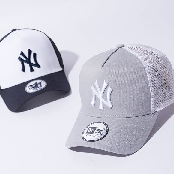 Kšiltovka New Era - MLB Clean 9FORTY Trucker - NY Yankees - Gray / White
