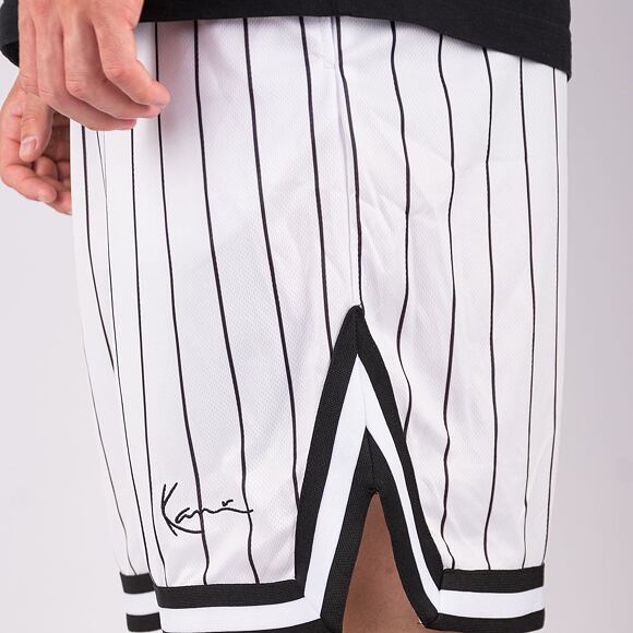 Kraťasy Karl Kani Small Signature Pinstripe Mesh Shorts white/black