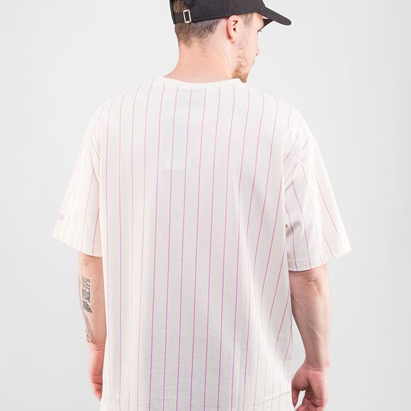 Triko New Era Pinstripe Oversized Tee Branded Off White / Wild Rose Pink