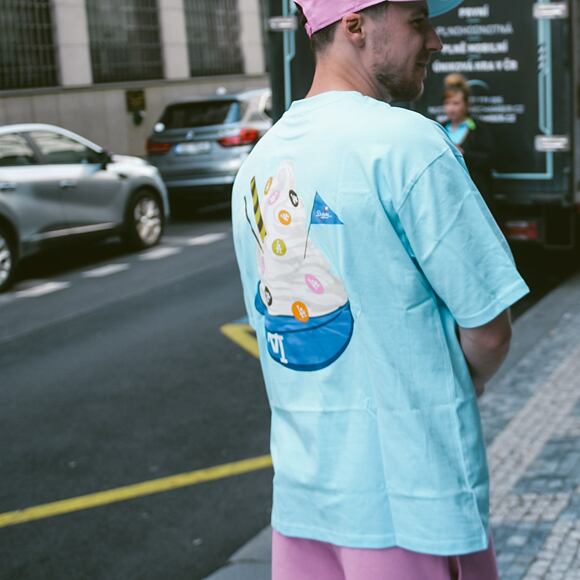 Triko New Era MLB Icecream Graphic Oversized Tee Los Angeles Dodgers Pastel Blue / Off White