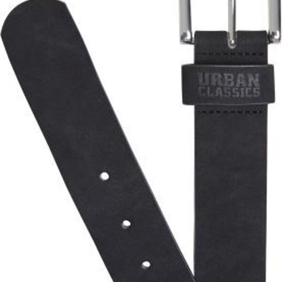 Pásek Urban Classics Suede Leather Imitation Belt - Black / Silver