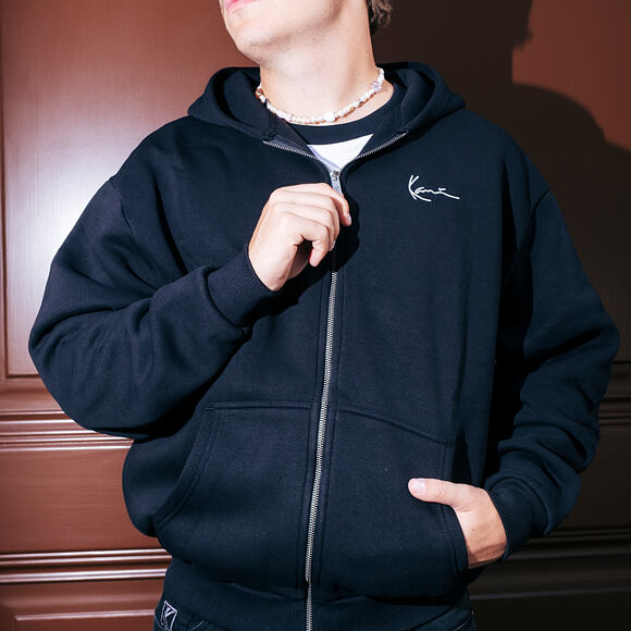 Mikina Karl Kani - Chest Signature Essential Oversized Zip Hoodie - Black