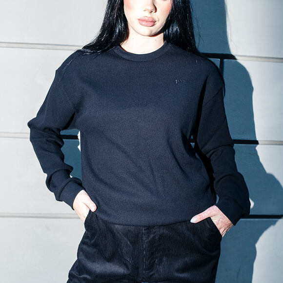 Triko New Era - Branded Longsleeve Waffle Tee - Black