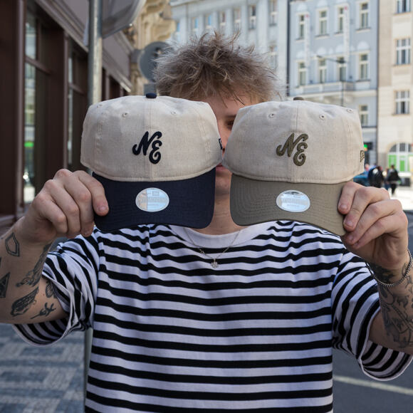 Dámská Kšiltovka New Era - Branded Linen 9TWENTY - Stone / New Olive