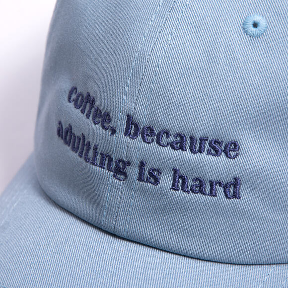 Kšiltovka 8by8 - Dadcap - "coffee, because adulting is hard" - Light Blue/Purple