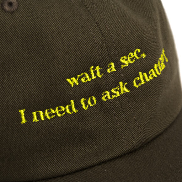 Kšiltovka 8by8 - Dadcap - "Wait a sec, I need to ask chatGPT" - Army/ Volt Yellow