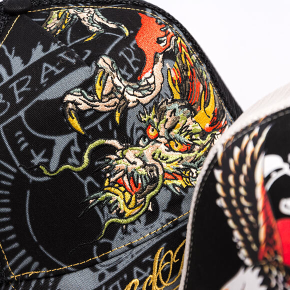 Kšiltovka Ed Hardy - Unisex Crawling Dragon 5 Panel Trucker Cap - Black