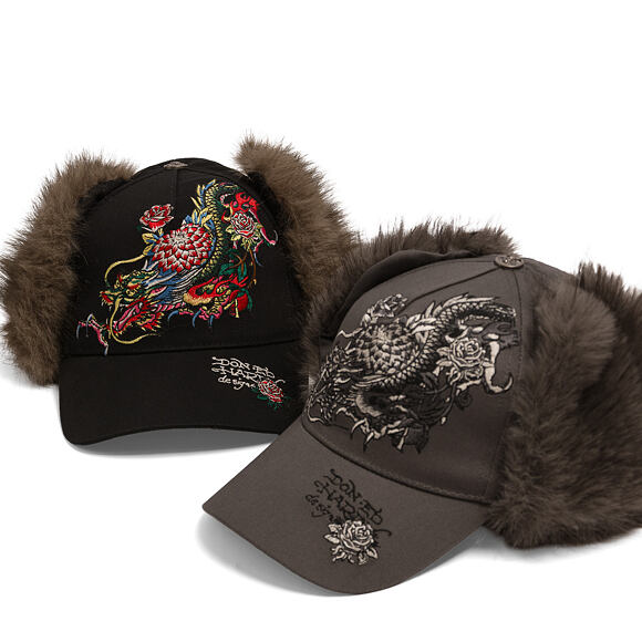 Kšiltovka Ed Hardy - Crawling Dragon Trapper - Black