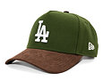 Kšiltovka New Era - MLB Suede Visor 9FORTY A-Frame - LA Dodgers - Rifle Green / Brown