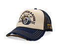 Kšiltovka Von Dutch - Racer On Fire Wheel Patch Trucker - Cream / Navy