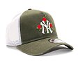 Kšiltovka New Era 9FORTY A-Frame Trucker MLB Flower New York Yankees New Olive