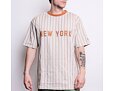 Triko New Era Oversized New York Pinstripe Tee Stone / Toffee