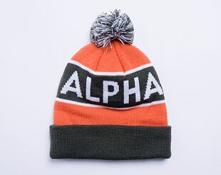 Kulich Alpha Industries Block Bobble Beanie Darkgreen/Orange