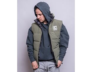 Vesta Karl Kani OG Reversible Paisley Puffer Vest black/military green