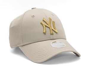 Dámská Kšiltovka New Era 9FORTY Womens Metallic Logo New York Yankees Stone / Gold