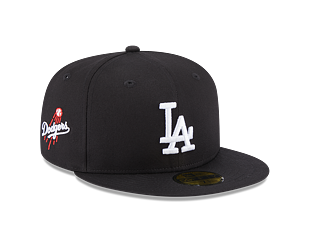 Kšiltovka New Era 59FIFTY MLB Team Side Patch Los Angeles Dodgers Black / White