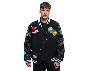 Bunda New Era NBA Badge Varsity Jacket NBA All-Over Black / Optic White