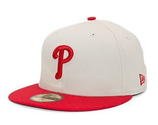 Kšiltovka New Era 59FIFTY MLB White Crown Philadelphia Phillies Cooperstown Off White / Red