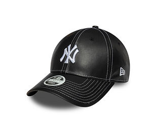 Dámská Kšiltovka New Era - MLB Contrast Stitch PU Leather 9FORTY - NY Yankees - Black / White