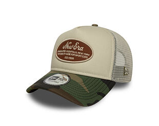 Kšiltovka New Era - Western Oval Patch Foam 9FORTY Trucker - Stone / Woodland Camo
