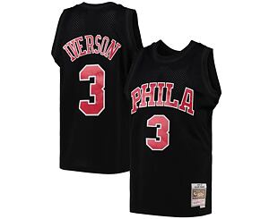 Dres Mitchell & Ness Black Philadelphia 76ers Team Color Swingman Allen Iverson #3 Jersey