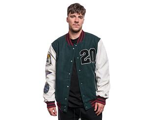 Bunda New Era Lifestyle Varsity Jacket Dark Green / Off White