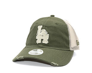 Dámská Kšiltovka New Era - MLB Distress Trucker 9TWENTY Trucker - LA Dodgers - New Olive