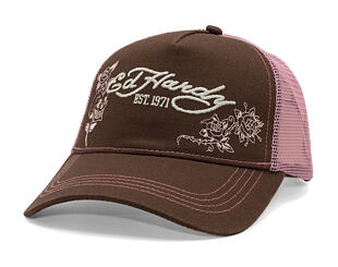 Kšiltovka Ed Hardy - Skull And Roses 5 Panel Trucker Cap