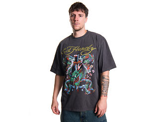 Triko Ed Hardy - Battle Of The Dragons Relaxed Tshirt - Charcoal
