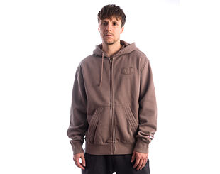 Mikina Champion - Washed Brown Hoodie Full Zip Sweatshirt