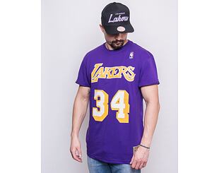 Triko Mitchell & Ness Los Angeles Lakers Shaquille O'Neal Name & Number Tee Purple