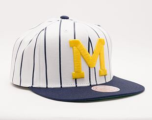 Kšiltovka Mitchell & Ness NCAA Retro Pinstripe Snapback University Of Michigan White