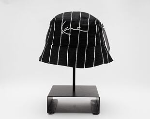 Klobouk Karl Kani Signature Pinstripe Bucket Hat black/white