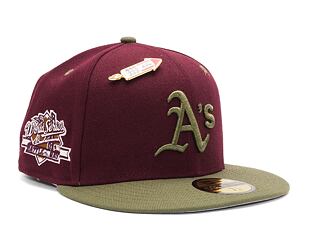 Kšiltovka New Era 59FIFTY MLB WS Sidepatch Trail Mix Oakland Athletics Frosted Burgundy