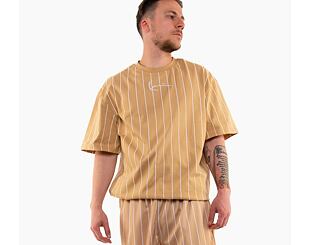 Triko Karl Kani Small Signature Pinstripe Tee sand/white