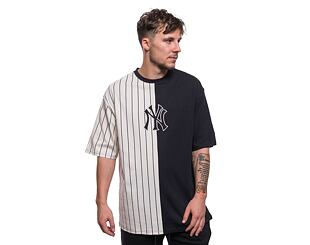 Triko New Era MLB Half striped Oversized Tee New York Yankees Navy / Off White
