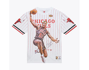 Triko Mitchell & Ness - NBA Playmaker Player Ss Tee Vintage Logo - Chicago Bulls - White
