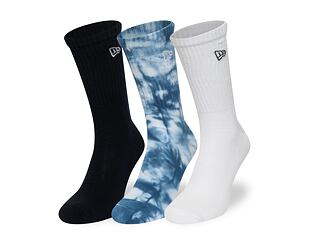 Ponožky New Era - Tie dye Crew Socks 3pk - White / Navy